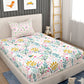 EverHome White Floral Print 100%Cotton Single Bedsheet with 1 Pillow Cover (150X224 cm)
