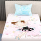 EverHome Baby Pink Cartoon Character 100%Cotton Single Bedsheet with 1 Pillow Cover (150X224 cm)