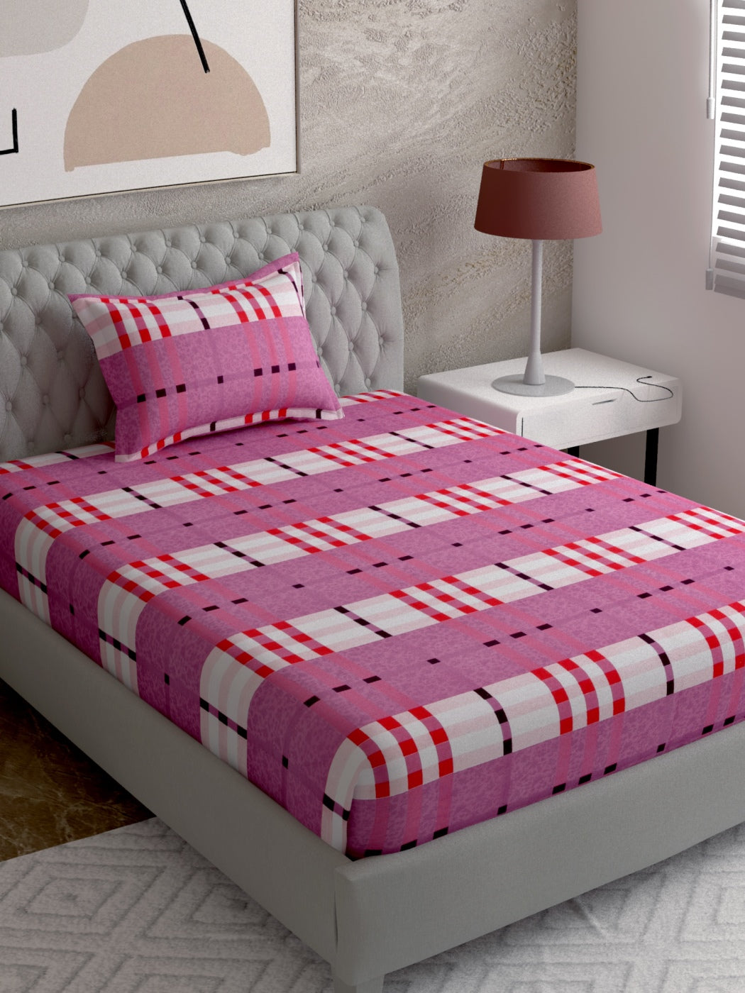 Abstract Print 100%Cotton Single Bedsheet Set