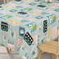 Pots and Plants Printed Blue Colored Cotton Table Cover