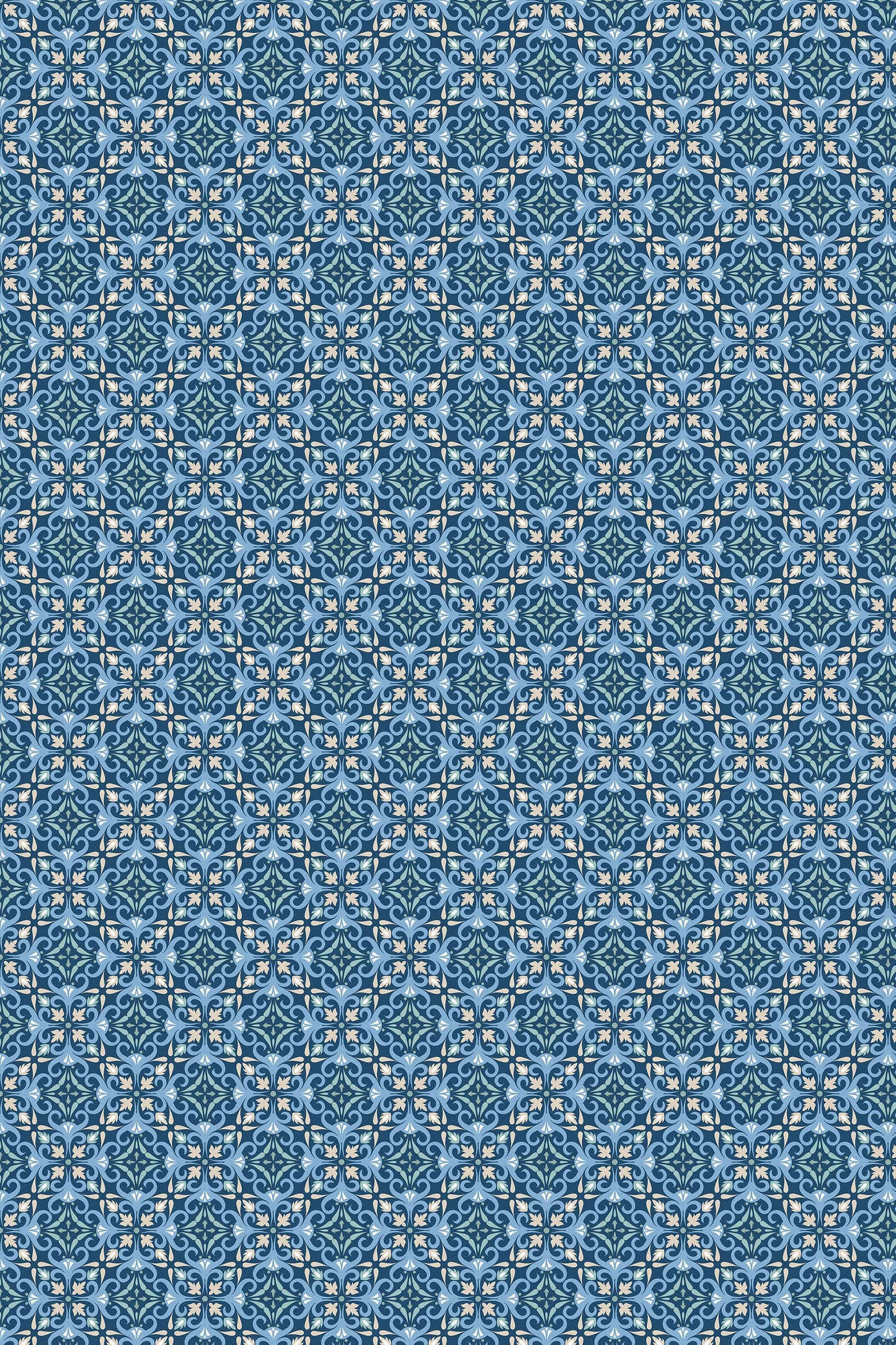 Blue Geometric Digital Print Table Cover