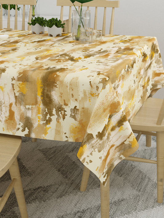 Yellow and Brown Abstract Print 6 Seater Table Cover