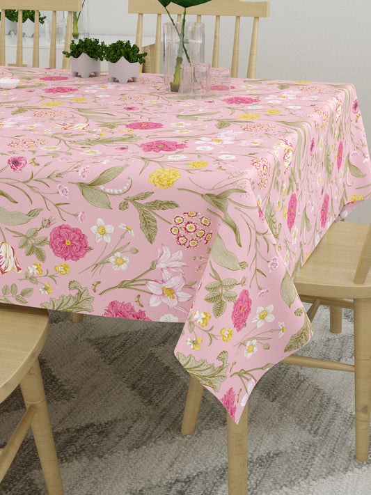 Pink Floral Print 6 Seater Table Cover