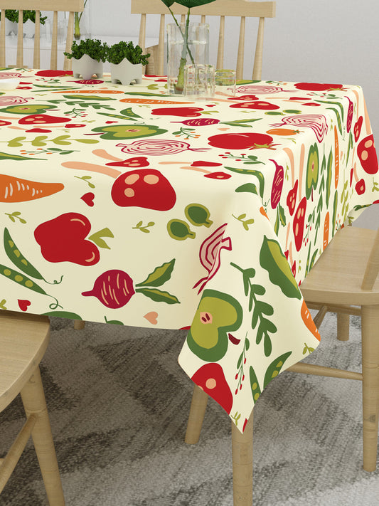 Multi Colored Fruits and Vegetable Printed 6 Seater Table Cover