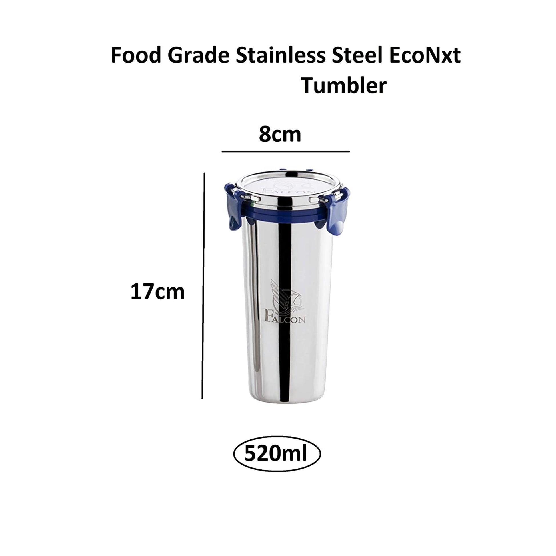 Falcon - Eco Nxt Satainless Steel Food Tumbler 520ML () Blue - Ghar Sajawat