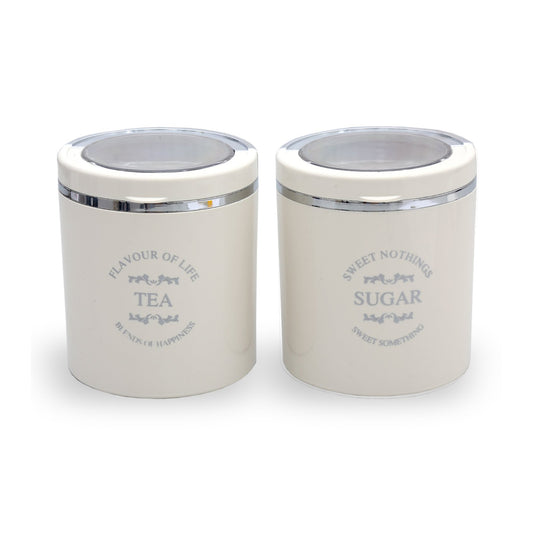 Jaypee Plus - Classique 2 BPA Free Plastic Storage Tea, Sugar Container Set Of 2Pcs (750ML) Ivory - Ghar Sajawat