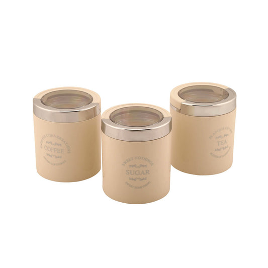 Jaypee Plus - Classique 3 BPA Free Plastic Storage Tea, Sugar & Coffee Container Set Of 3Pcs (750ML) Ivory - Ghar Sajawat