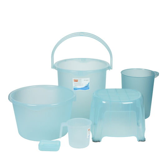 Jaypee Plus - Lucent Rib.Bath BPA Free Vergin Plastic Bath Set Of 6Pcs Blue - Ghar Sajawat