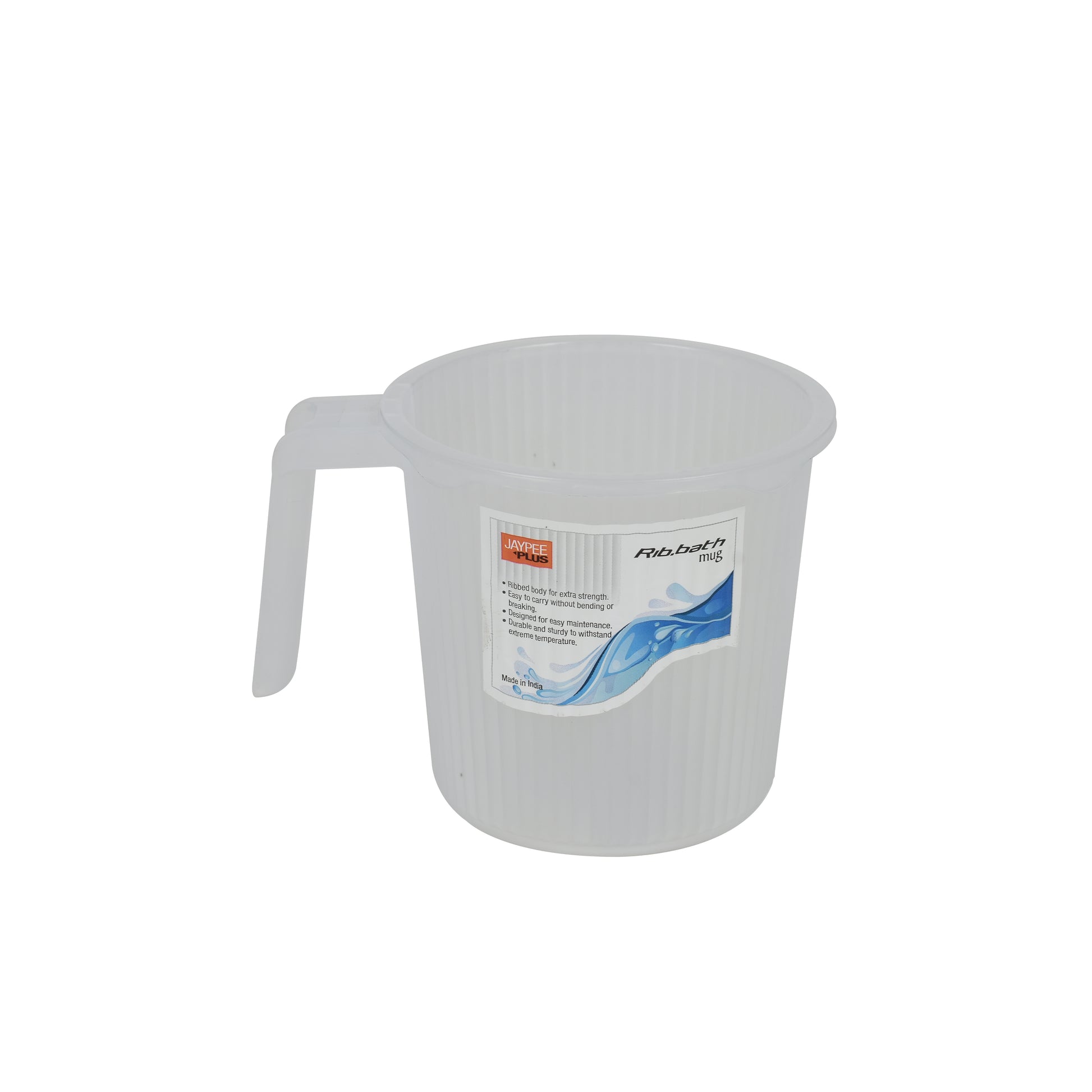 Jaypee Plus - Lucent Rib.Bath BPA Free Vergin Plastic Mug 1Ltr Transparent - Ghar Sajawat