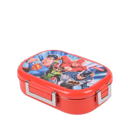 Jaypee Plus - Mis Steel Stainless Steel Lunch Box 1Pcs (650ML With Spoon) Red Justice League - Ghar Sajawat