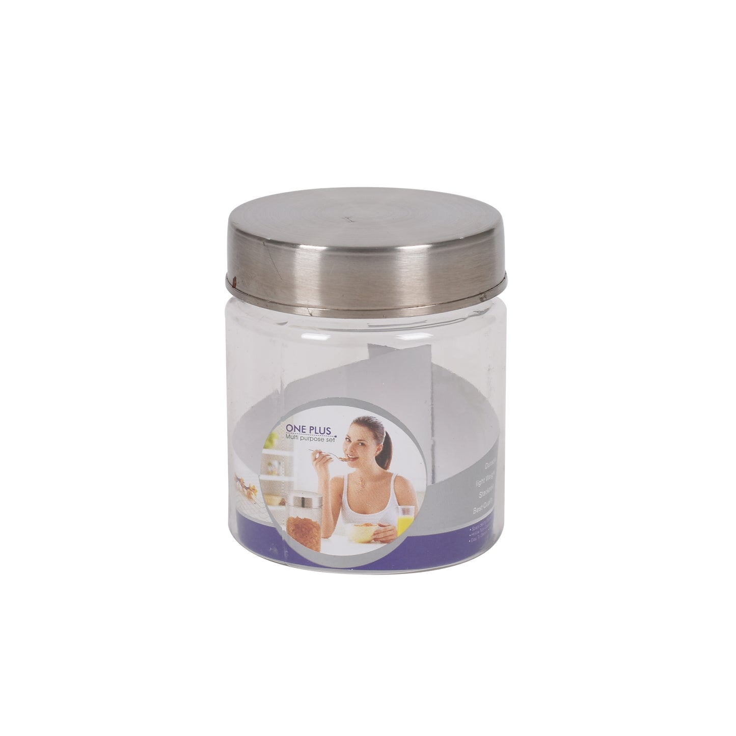 Jimit - One Plus BPA Free Plastic Storage Jar With Stainless Steel Lid Set Of 6Pcs (100ML) Transparent - Ghar Sajawat