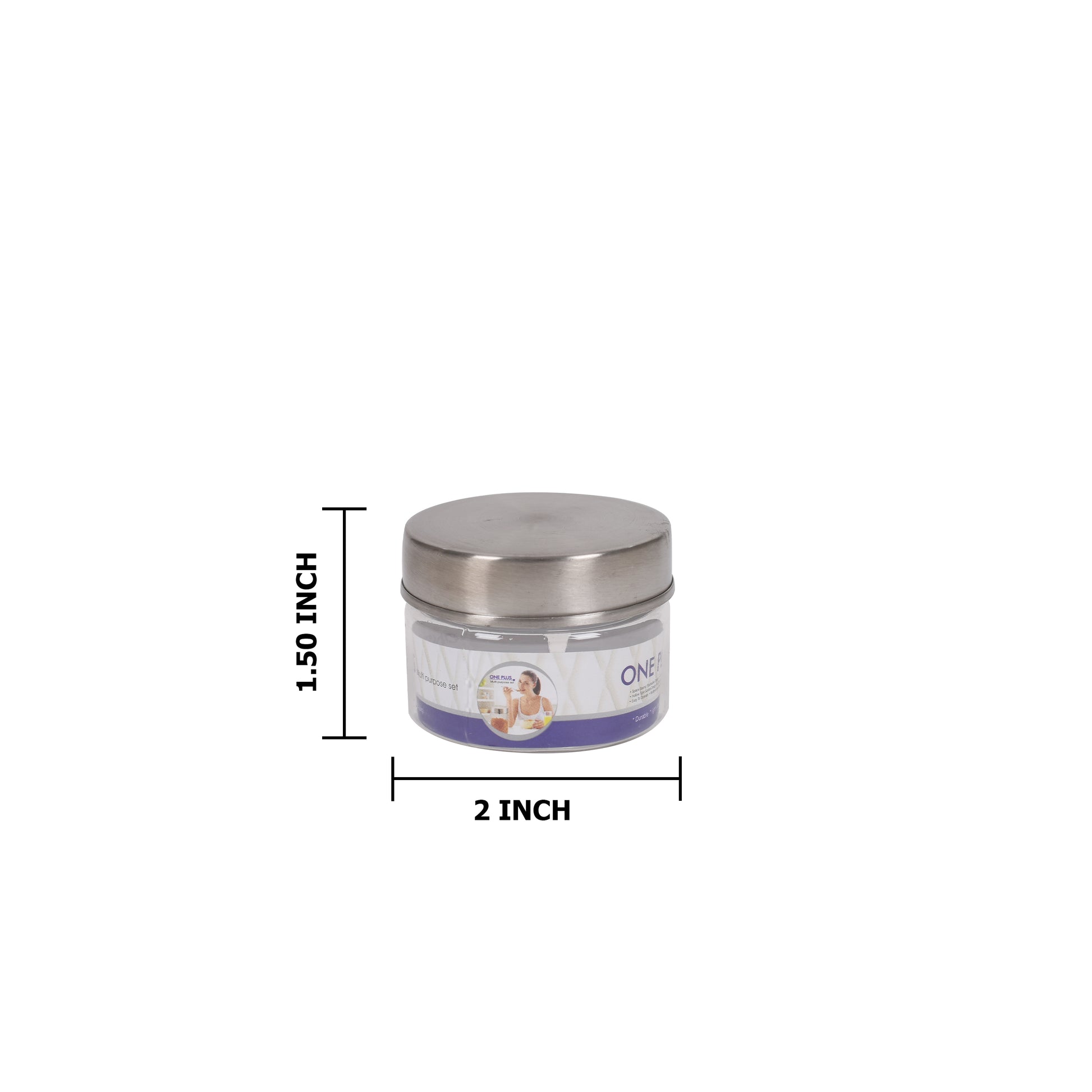 Jimit - One Plus BPA Free Plastic Storage Jar With Stainless Steel Lid Set Of 6Pcs (50ML) Transparent - Ghar Sajawat