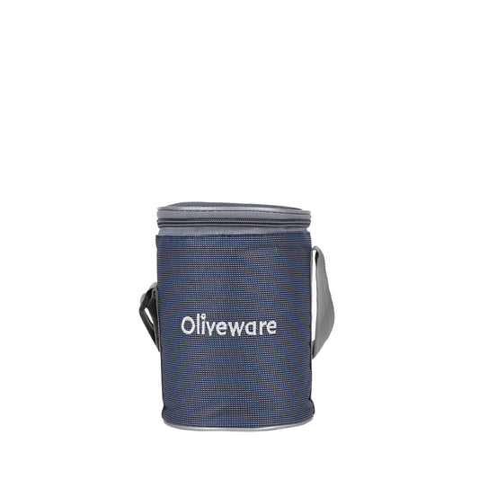 Oliveware - Angelic Stainless Steel Lunch Box Set Of 3Pcs (2Pcs-450ML+1Pc-250ML) Blue - Ghar Sajawat