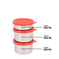 Oliveware - Angelic Stainless Steel Lunch Box Set Of 3Pcs (2Pcs-450ML+1Pc-250ML) Red - Ghar Sajawat