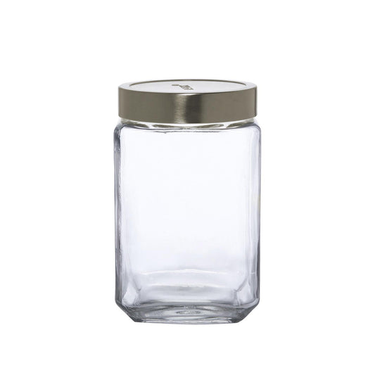 Roxx - Trigo Square High-Quality Clear Glass Jar 1Pcs (1.7 Ltr) Transparent - Ghar Sajawat