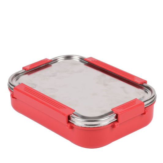 Signoraware - All Steel Stainless Steel With Steel Lid Lunch Box Set Of 2Pcs (1Pc-1000ML+1Pc-240ML) Red - Ghar Sajawat
