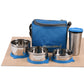 Signoraware - Best Steel Stainless Steel Lunch Box Set Of 4Pcs (1Pc-500Ml+1Pc-350ML+1Pc-200ML+Tumbler 1Pc-370ML) Blue - Ghar Sajawat