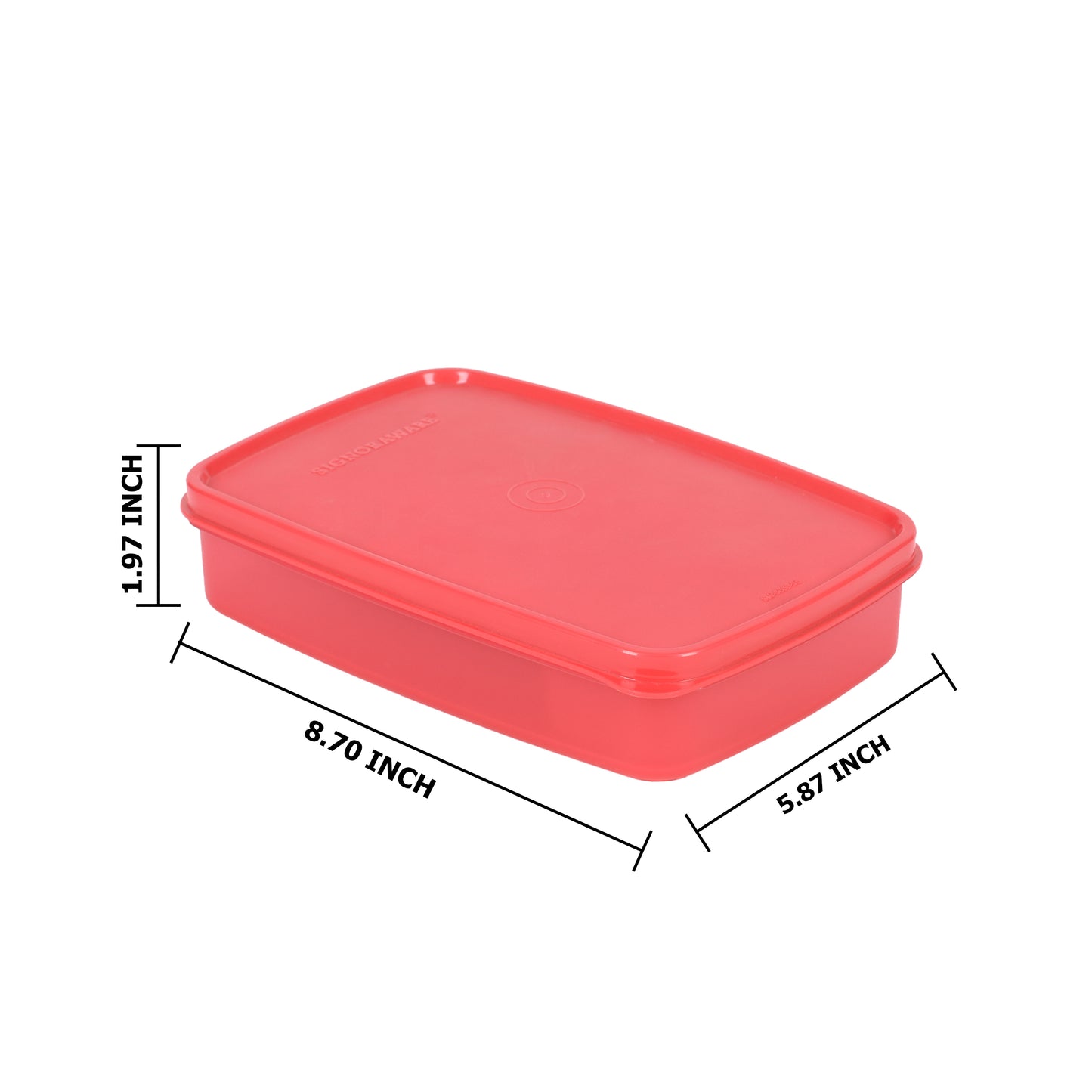 Signoraware - Compact Plastic Big BPA Free Plastic Lunch Box 1Pcs (1Pc-850ML+2Pcs-100ML) Red - Ghar Sajawat