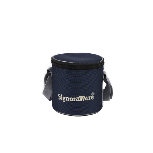 Signoraware - Executive Twin Wall Small Stainless Steel Lunch Box Set Of 2Pcs (1Pc-350ML+1Pc-260ML) Blue - Ghar Sajawat