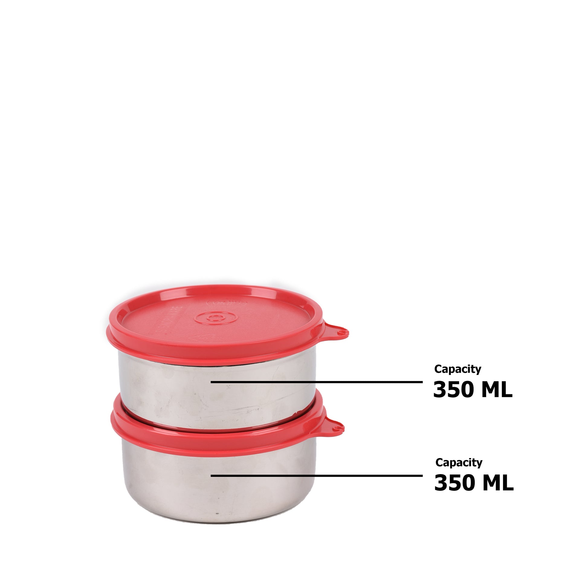 Signoraware - Midday Stainless Steel Lunch Box Set Of 2Pcs (2Pcs-350ML) Red - Ghar Sajawat