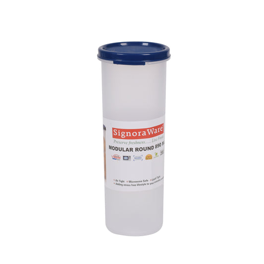 Signoraware - Modular Container Round BPA Free Plastic Storage 1Pcs (890ML) Mod Blue - Ghar Sajawat