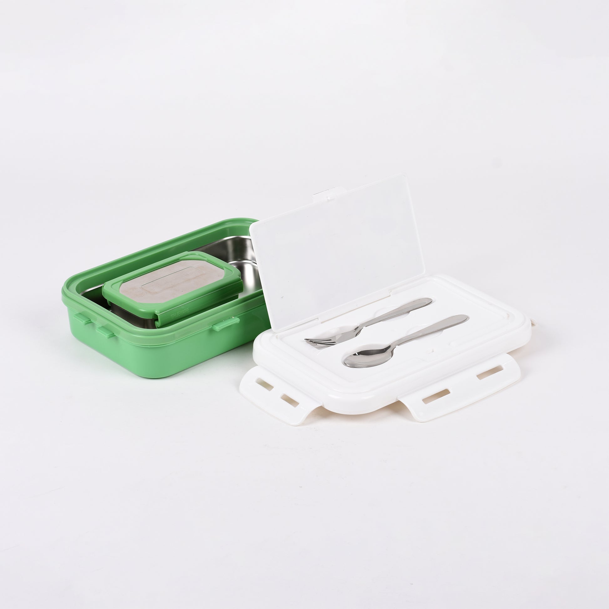 Trueware - Senior Poko Stainless Steel Lunch Box 1Pcs (1050ML With Spoon) Green Commando - Ghar Sajawat